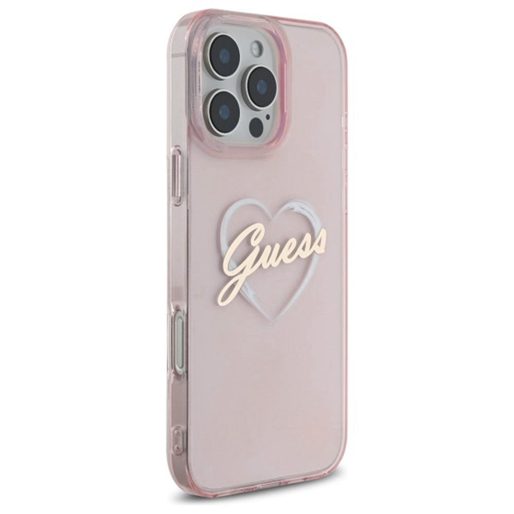 Étui pour Apple iPhone 16 Pro Max, Guess, IML Heart, Rose