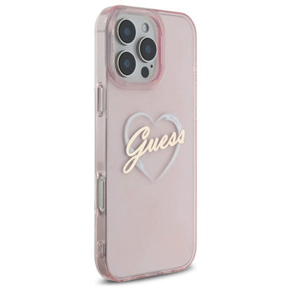 Étui pour Apple iPhone 16 Pro Max, Guess, IML Heart, Rose