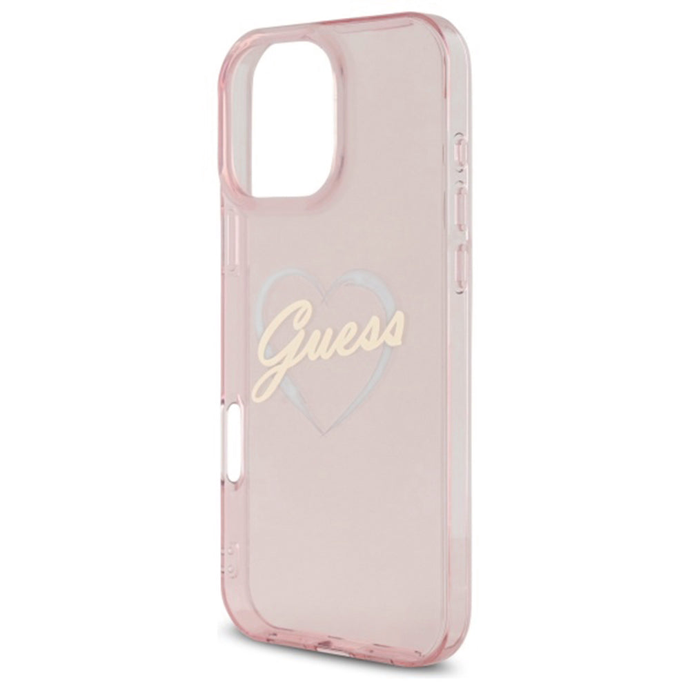 Étui pour Apple iPhone 16 Pro Max, Guess, IML Heart, Rose