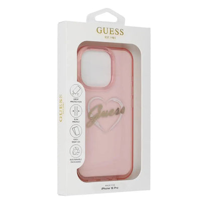 Étui pour Apple iPhone 16 Pro Max, Guess, IML Heart, Rose