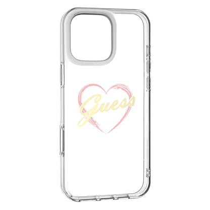 Custodia per Apple iPhone 16 Pro Max, Guess, IML Heart, Trasparente