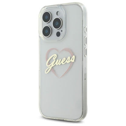 Custodia per Apple iPhone 16 Pro Max, Guess, IML Heart, Trasparente