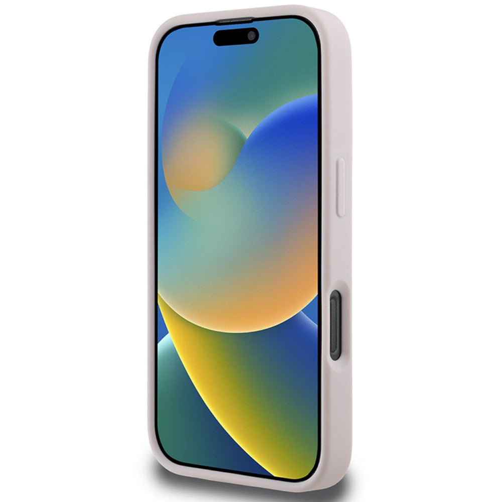 Hülle für Apple iPhone 16 Pro Max, Guess, Gestepptes Metall-Logo, Rosa