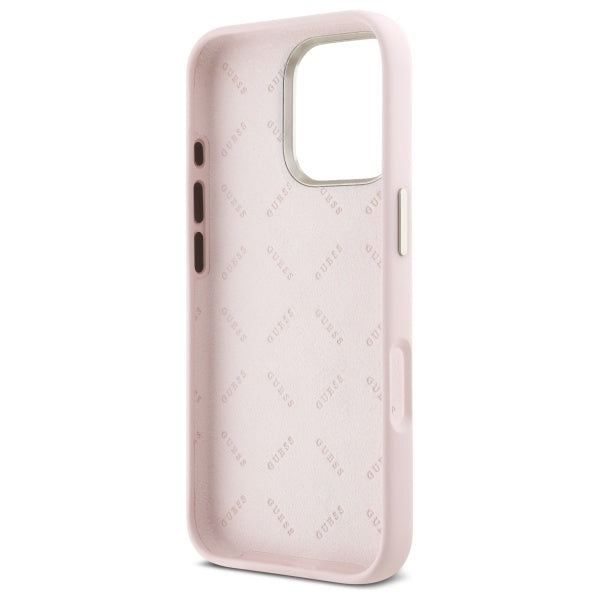 Custodia per Apple iPhone 16 Pro Max, Guess, Script Metal Logo & Frame, Rosa Chiaro