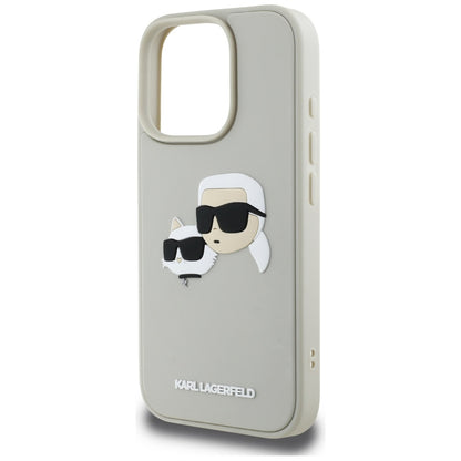 Custodia per Apple iPhone 16 Pro Max, Karl Lagerfeld, 3D Rubber Karl & Choupette, Beige