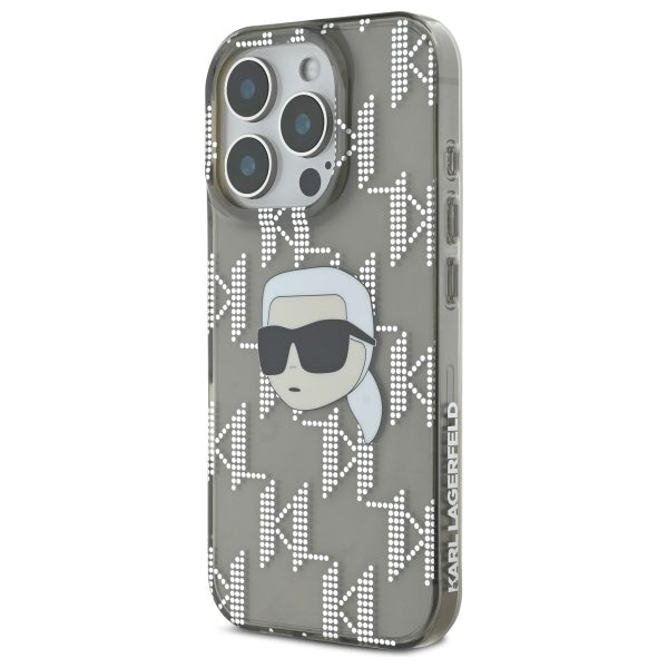 Étui pour Apple iPhone 16 Pro Max, Karl Lagerfeld, IML Luxury Electroplated Karl's Head, Noir