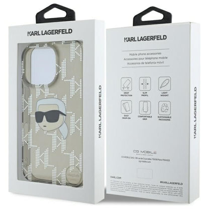 Étui pour Apple iPhone 16 Pro Max, Karl Lagerfeld, IML Luxury Electroplated Karl's Head, Noir