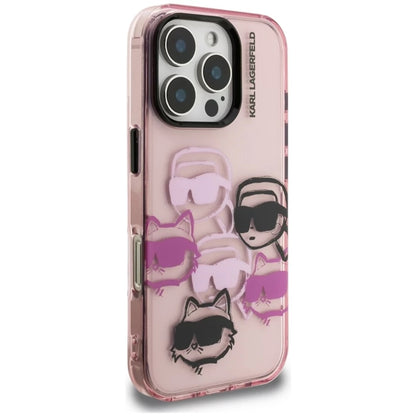 Étui pour Apple iPhone 16 Pro Max, Karl Lagerfeld, IML Luxury Multi Head Pattern, Rose