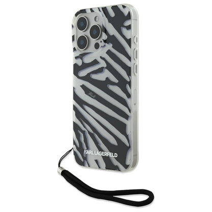 Custodia per Apple iPhone 16 Pro Max, Karl Lagerfeld, IML Luxury Zebra Pattern con Cinturino, Nera