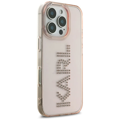 Custodia per Apple iPhone 16 Pro Max, Karl Lagerfeld, IML Rhinestones Pink Logo, Rosa