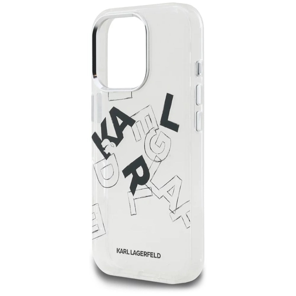 Hülle für Apple iPhone 16 Pro Max, Karl Lagerfeld, IML Sketched Graphic Logo, Transparent