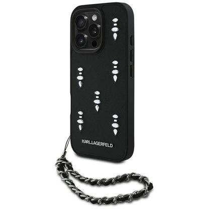Étui pour Apple iPhone 16 Pro Max, Karl Lagerfeld, Saffiano Crystals & Charm, Noir