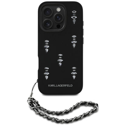 Étui pour Apple iPhone 16 Pro Max, Karl Lagerfeld, Saffiano Crystals & Charm, Noir