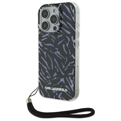 Étui pour Apple iPhone 16 Pro Max, Karl Lagerfeld, Zebra with Cord Strap, Violet