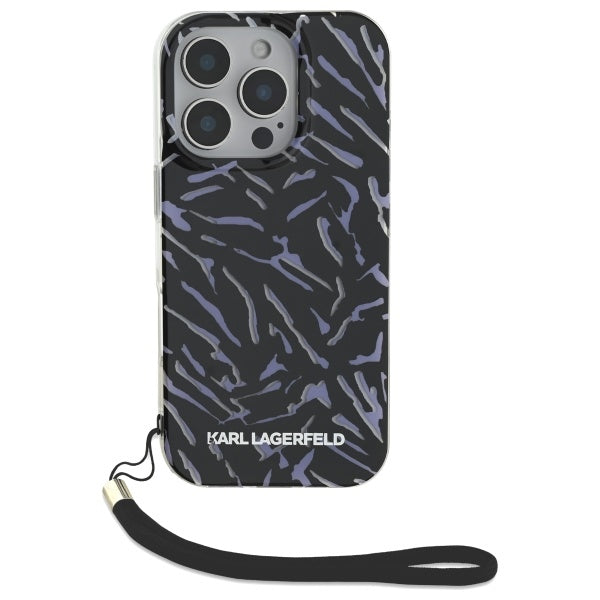 Étui pour Apple iPhone 16 Pro Max, Karl Lagerfeld, Zebra with Cord Strap, Violet