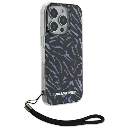 Étui pour Apple iPhone 16 Pro Max, Karl Lagerfeld, Zebra with Cord Strap, Violet