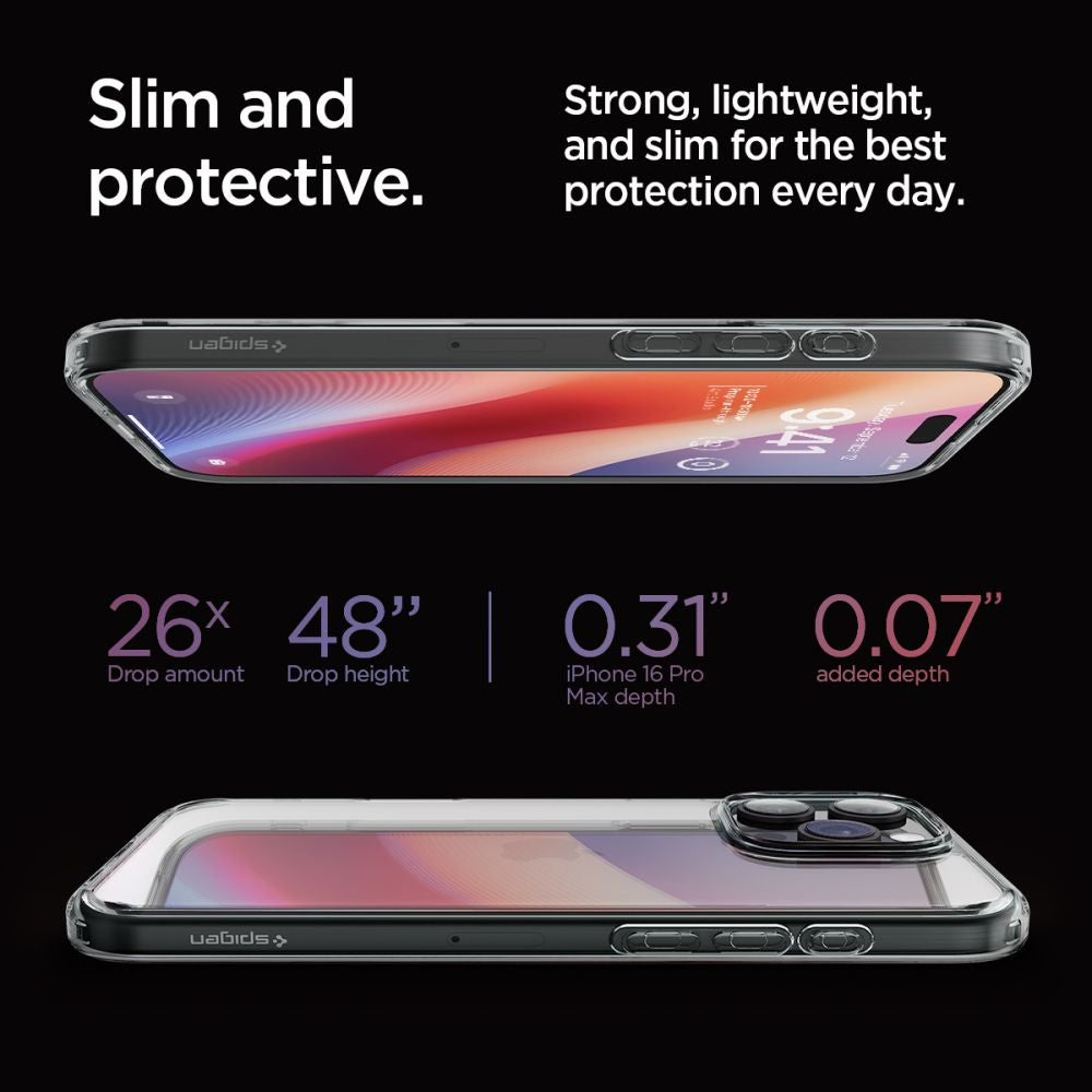Custodia per Apple iPhone 16 Pro Max, Spigen, Ultra Hybrid, Fumurie ACS07994