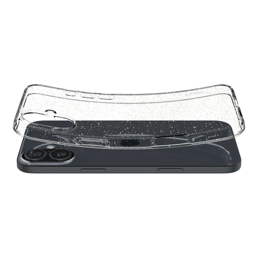 Custodia per Apple iPhone 16, Spigen, Liquid Crystal Glitter, Trasparente ACS08192