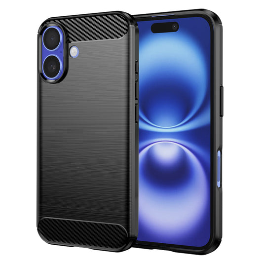 Hülle für Apple iPhone 16, Techsuit, Carbon, Schwarz