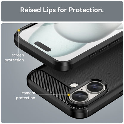 Custodia per Apple iPhone 16, Techsuit, Carbonio, Nera