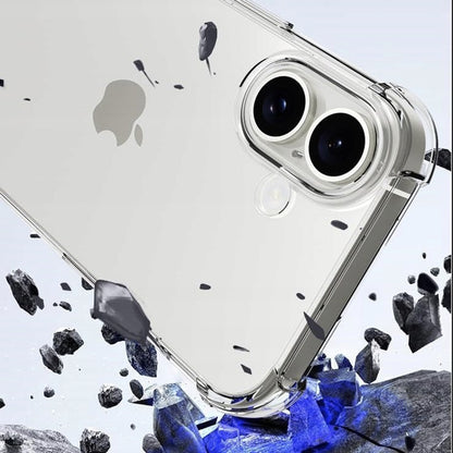 Hülle für Apple iPhone 16, Techsuit, stoßfest klar (großes Linsenloch), transparent