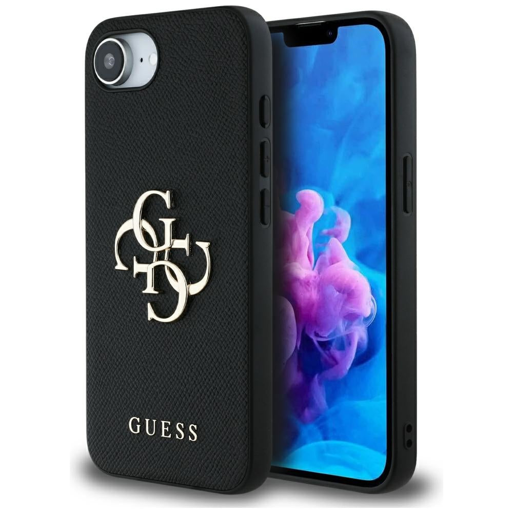 Custodia per Apple iPhone 16e, Guess, 4G Grained Big and Classic Logo, Nera