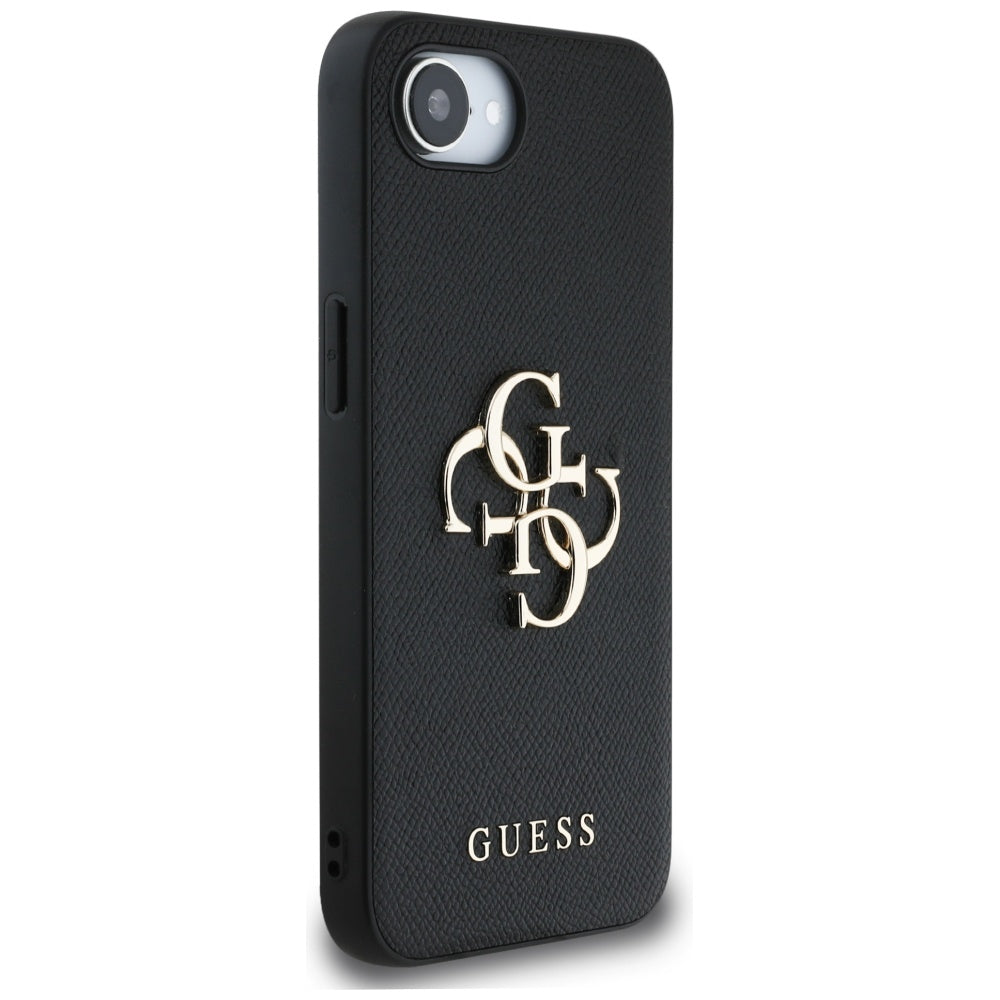 Custodia per Apple iPhone 16e, Guess, 4G Grained Big and Classic Logo, Nera