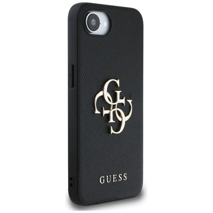 Custodia per Apple iPhone 16e, Guess, 4G Grained Big and Classic Logo, Nera