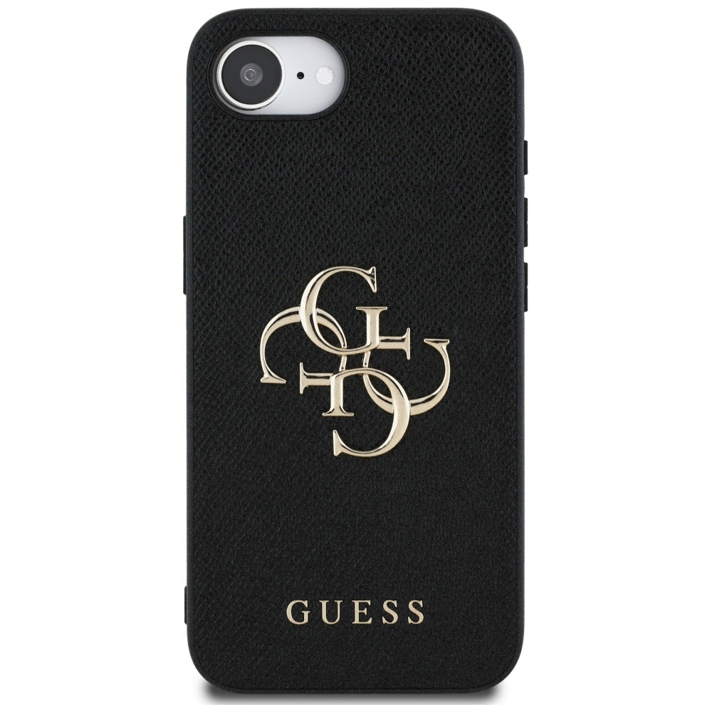 Custodia per Apple iPhone 16e, Guess, 4G Grained Big and Classic Logo, Nera