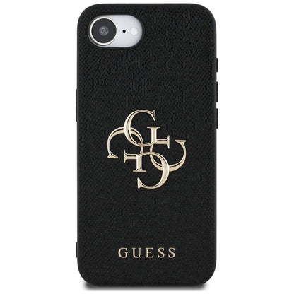 Custodia per Apple iPhone 16e, Guess, 4G Grained Big and Classic Logo, Nera