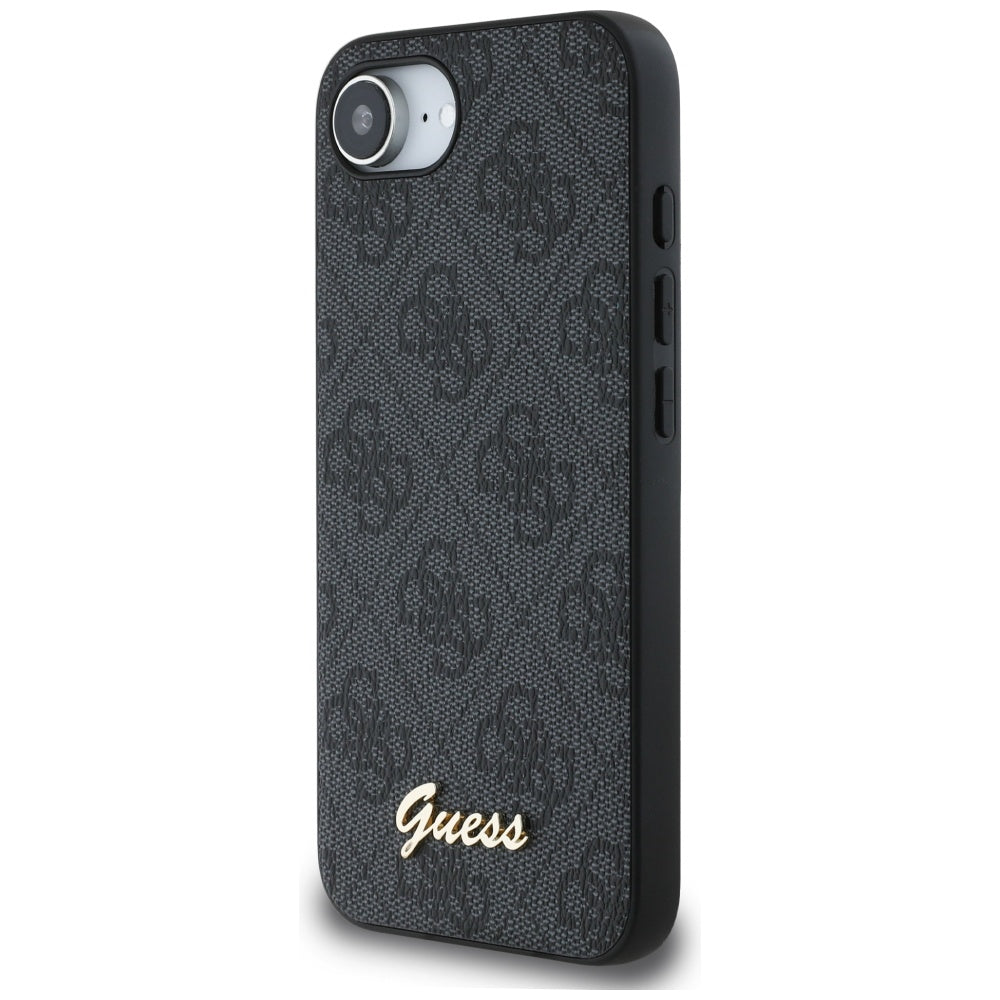 Étui pour Apple iPhone 16e, Guess, Logo Script 4G, Noir