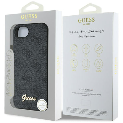 Étui pour Apple iPhone 16e, Guess, Logo Script 4G, Noir