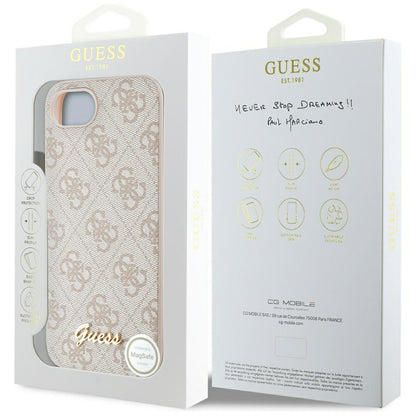 Étui pour Apple iPhone 16e, Guess, Logo Script 4G, Rose