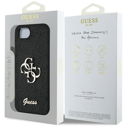 Étui pour Apple iPhone 16e, Guess, Fixed Glitter Big 4G, Noir