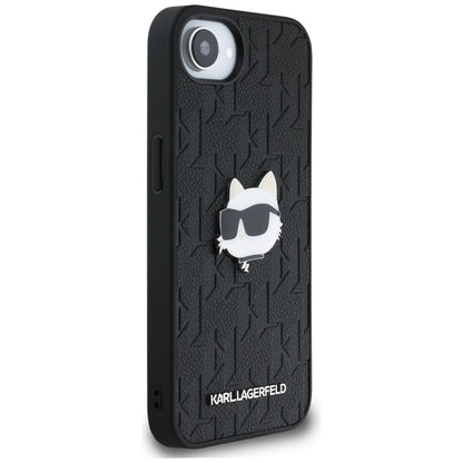 Housse pour Apple iPhone 16e, Karl Lagerfeld, Monogramme Tête de Choupette, Noire