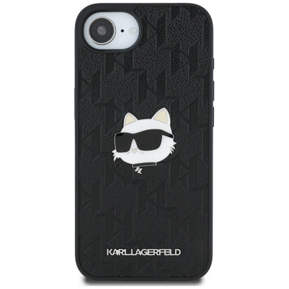 Housse pour Apple iPhone 16e, Karl Lagerfeld, Monogramme Tête de Choupette, Noire
