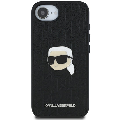 Étui pour Apple iPhone 16e, Karl Lagerfeld, Monogramme Tête de Karl, Noir