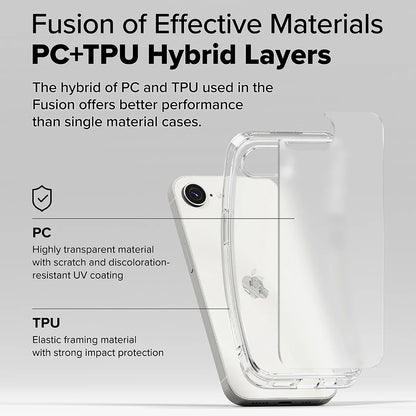 Custodia per Apple iPhone 17e / 16e, Ringke, Fusion, Trasparente Opaca