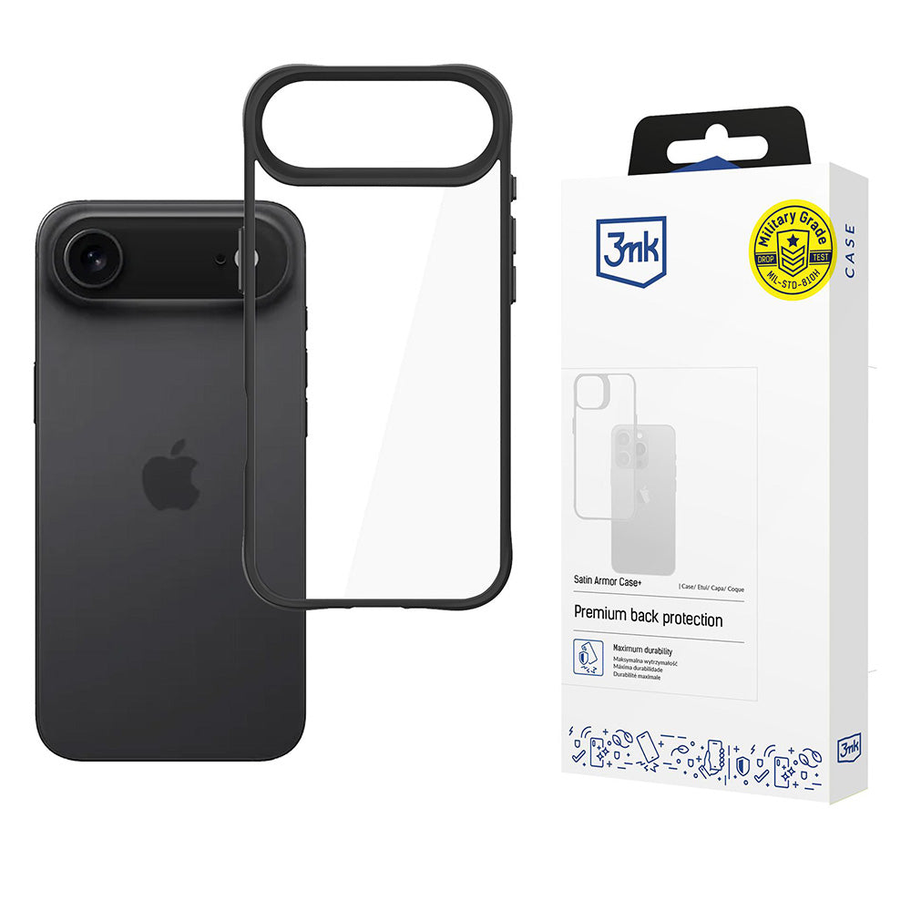 Hülle für Apple iPhone 17 Air, 3MK, Satin Armor Case+, Schwarz