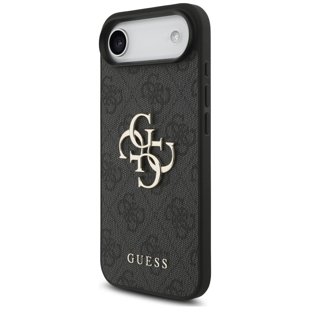 Hülle für Apple iPhone 17 Air, Guess, 4G Classic Logo mit Trageriemen, Schwarz
