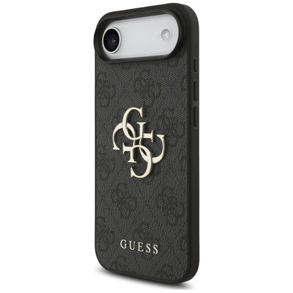 Hülle für Apple iPhone 17 Air, Guess, 4G Classic Logo mit Trageriemen, Schwarz