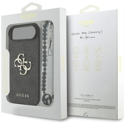 Hülle für Apple iPhone 17 Air, Guess, 4G Classic Logo mit Trageriemen, Schwarz