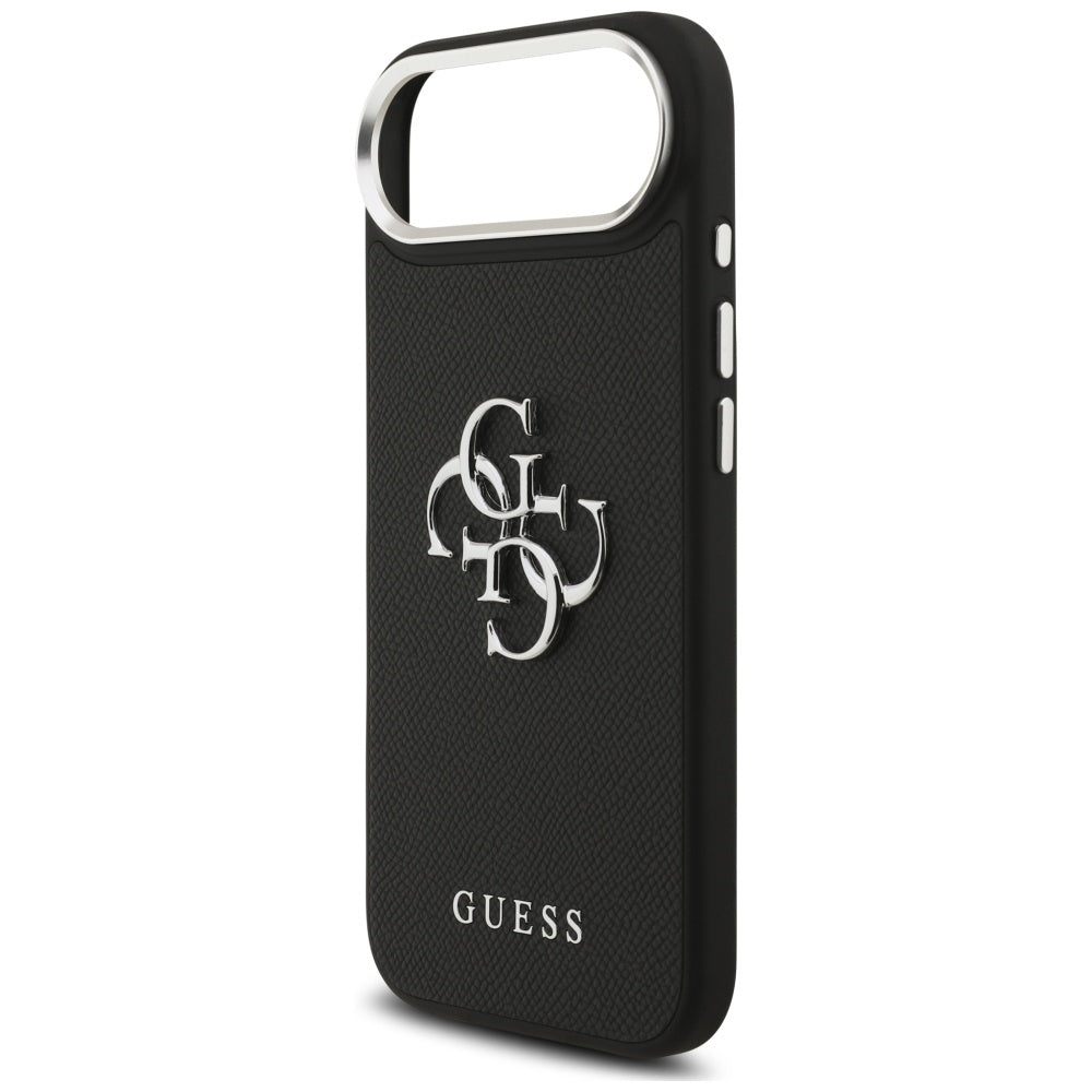 Étui pour Apple iPhone 17 Air, Guess, 4G Grained Big and Classic Logo, Noir Argenté