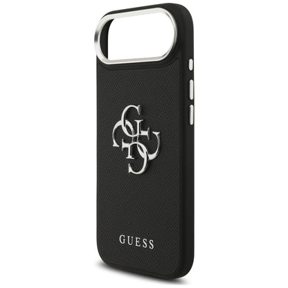 Étui pour Apple iPhone 17 Air, Guess, 4G Grained Big and Classic Logo, Noir Argenté