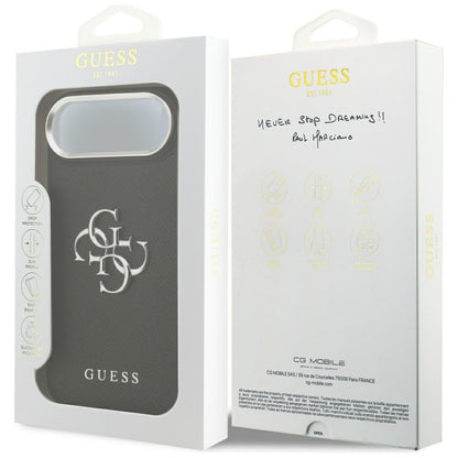Étui pour Apple iPhone 17 Air, Guess, 4G Grained Big and Classic Logo, Noir Argenté