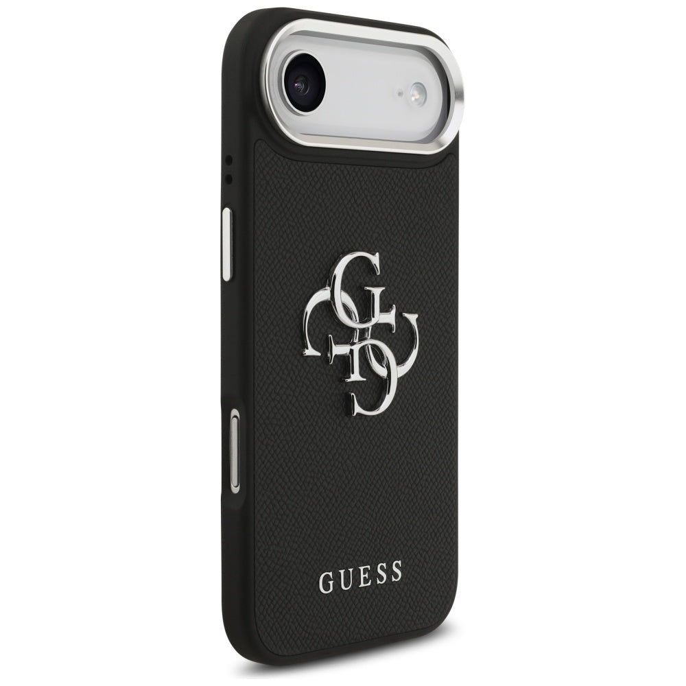 Étui pour Apple iPhone 17 Air, Guess, 4G Grained Big and Classic Logo, Noir Argenté
