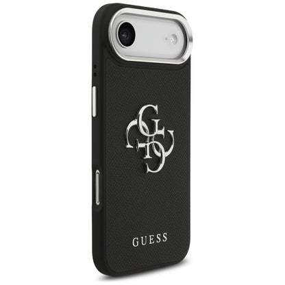 Étui pour Apple iPhone 17 Air, Guess, 4G Grained Big and Classic Logo, Noir Argenté