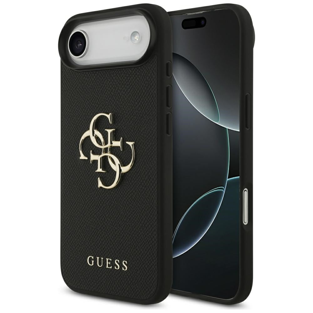 Étui pour Apple iPhone 17 Air, Guess, 4G Grained Big and Classic Logo, Noir