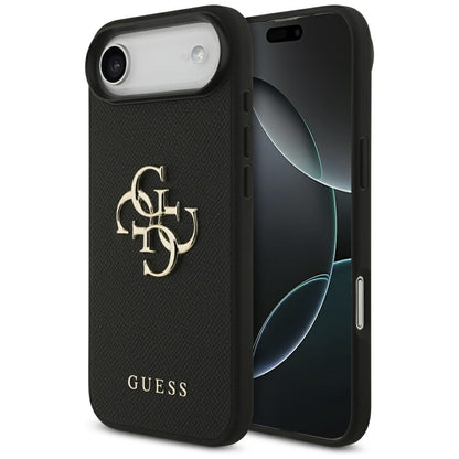 Étui pour Apple iPhone 17 Air, Guess, 4G Grained Big and Classic Logo, Noir