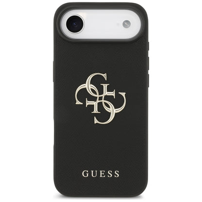 Étui pour Apple iPhone 17 Air, Guess, 4G Grained Big and Classic Logo, Noir